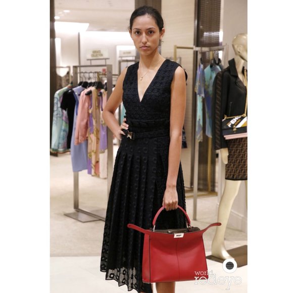 FENDI  Belted Silk-organza Midi Dress In Black Size 44IT,MUS - Picture 6 of 15